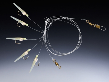 BALZER Heringsvorfach HERINGSSYSTEM echte Fischhaut Leuchtbindung 5 Haken #8